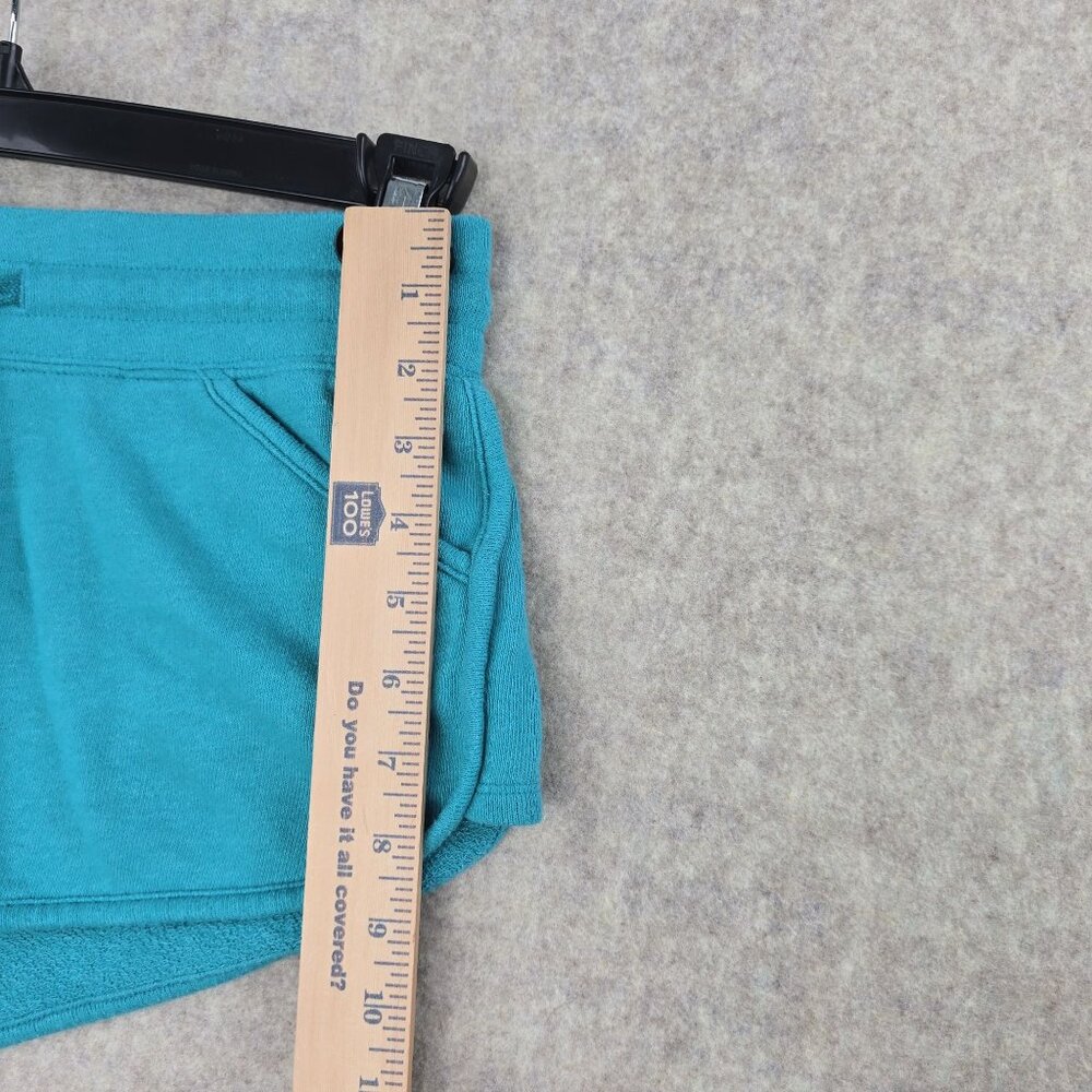 Teal Womens Athletic Drawstring Shorts Fleece Cotton Blend Casual Relaxed Fit - Picture 6 of 7